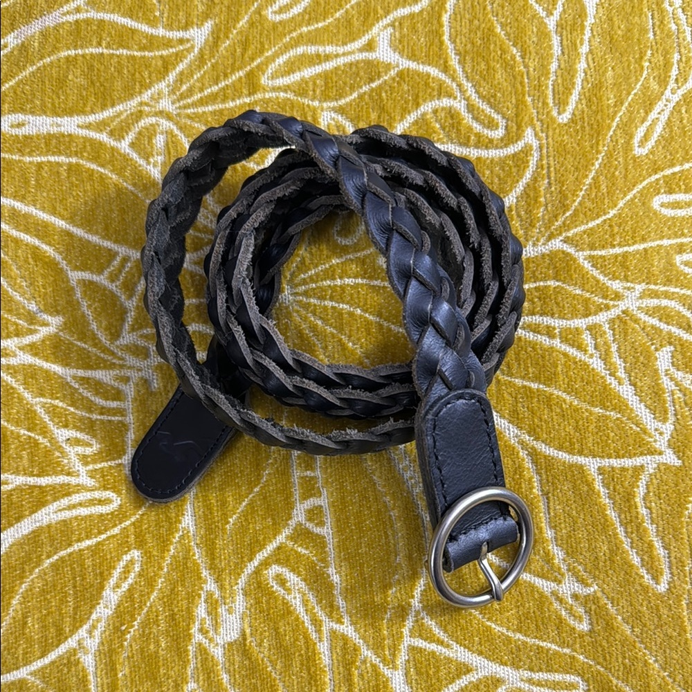 Braided Black Leather Belt